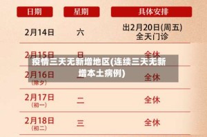 疫情三天无新增地区(连续三天无新增本土病例)