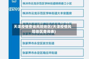 天津疫情查询风险地区(天津疫情风险地区查询表)