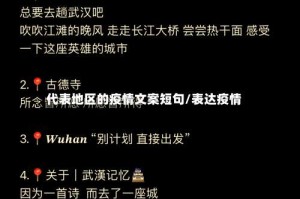 代表地区的疫情文案短句/表达疫情