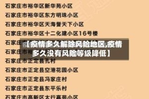 【疫情多久解除风险地区,疫情多久没有风险等级降低】