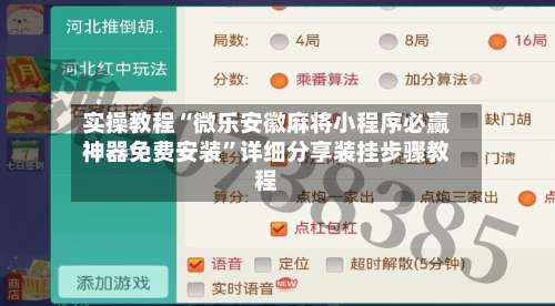 实操教程“微乐安徽麻将小程序必赢神器免费安装	”详细分享装挂步骤教程-第2张图片