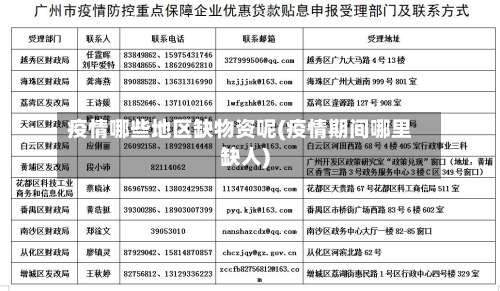 疫情哪些地区缺物资呢(疫情期间哪里缺人)-第1张图片