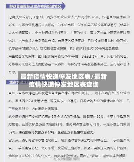 最新疫情快递停发地区表/最新疫情快递停发地区表查询-第2张图片