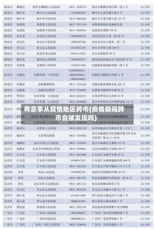 有急事从疫情地区跨市(疫情期间跨市会被发现吗)-第1张图片